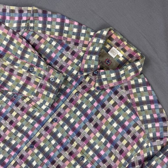 The Territory Ahead Shirt Mens Large Pastel Patchwork Geometric Button Up - Picture 1 of 5